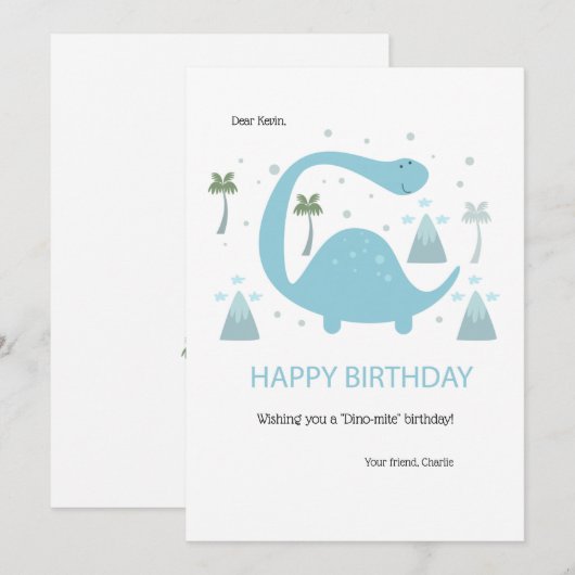 Geburtstag Dinosaur Grußkarte (Vorne/Hinten)