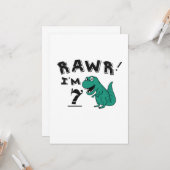 Geburtstag Dinosaurier Geschenk für 7-jährige Jung Karte (Vorderseite/Rückseite Beispiel)