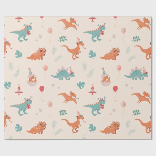 Geburtstag Dinosaurier! Geschenkpapier (Flach)
