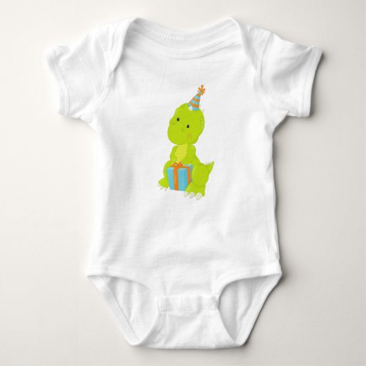 Geburtstag Dinosaurier, Party Dinosaur, Geschenk, Baby Strampler (Vorderseite)