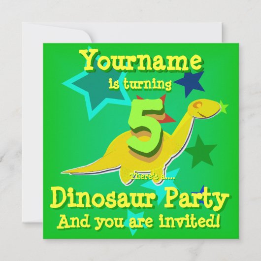 Geburtstag Dinosaurier-Party Einladungen (Vorderseite)