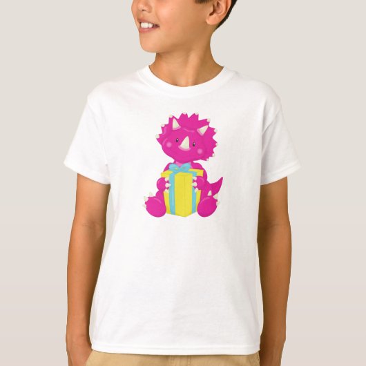 Geburtstag Dinosaurier, Rosa Dinosaurier, Party Di T-Shirt (Vorderseite)