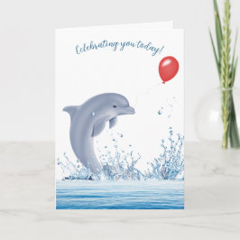 Geburtstag Dolphin mit Ballon im Wasser Karte
