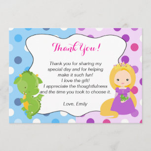 Geburtstag Drache-Prinzessin-Thank You Card Girl Dankeskarte