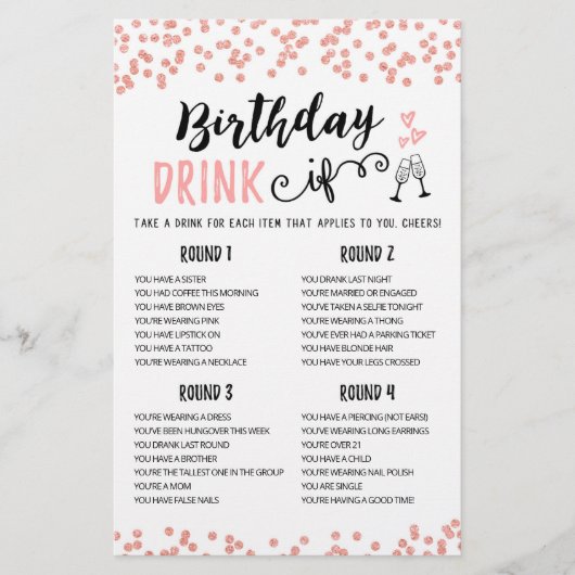 Geburtstag DRINK IF editierbar Geburtstagsparty Sp (Vorderseite)