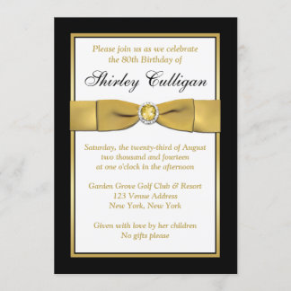 Geburtstag | DRUCKTE BAND | Schwarzes, 80. des Einladung