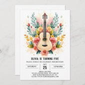 Geburtstag einer Musikergitarre Einladung (Vorne/Hinten)