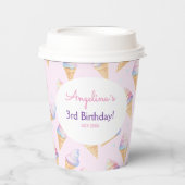 Geburtstag einer Papiertasse mit leckerem Eis. Pappbecher (Vorderseite)