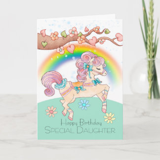 Geburtstag einer Tochter mit Ponykarte Karte