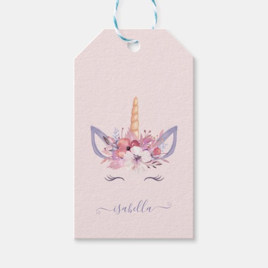 Geburtstag eines Einhornblütenwassers Geschenkanhänger (Vorderseite)