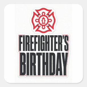 Geburtstag eines Feuerwehrmanns Quadratischer Aufkleber