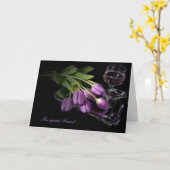 Geburtstag eines Freundes - Tulpen und Wein Karte (Gelbe Blume)