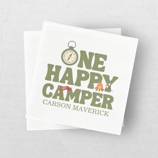 Geburtstag eines glücklichen Camper-Jungen Serviette