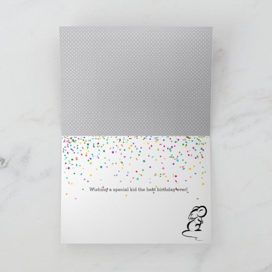 Geburtstag eines grauen Mäuse-Kindes Karte (Innenseite)