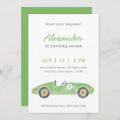 Geburtstag eines grünen Rennwagens Ankündigung (Vorne/Hinten)