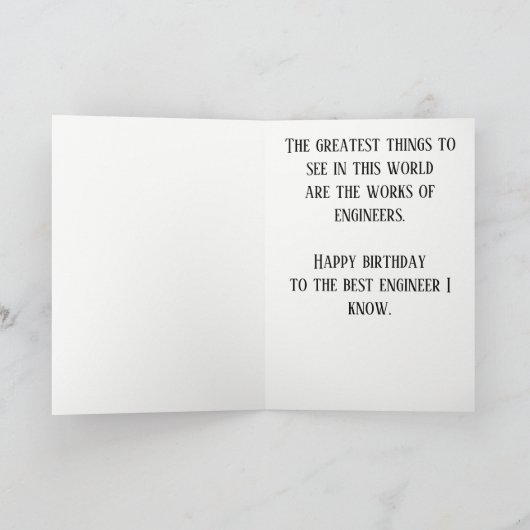 Geburtstag eines Ingenieurs oder Baumeisters Karte (Innenseite)