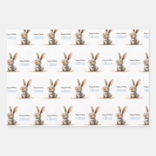 Geburtstag eines kleinen Jungen Süßer Hase Geschenkpapier Set