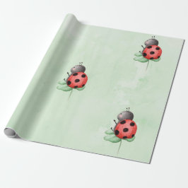 Geburtstag eines Ladybugs auf einer Wiese, Aquarel Geschenkpapier