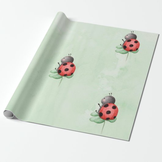 Geburtstag eines Ladybugs auf einer Wiese, Aquarel Geschenkpapier (Ungerollt)