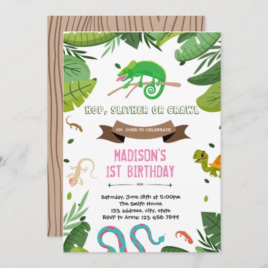 Geburtstag eines Mädchens Einladung (Vorne/Hinten)