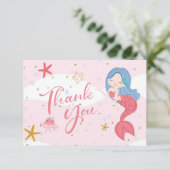 Geburtstag eines Mädchens - Meerjungfrau-Muscheln  Dankeskarte (Stehend Vorderseite)