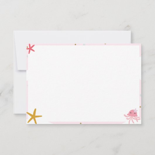 Geburtstag eines Mädchens - Meerjungfrau-Muscheln Dankeskarte (Rückseite)