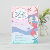 Geburtstag eines Mädchens - Meerjungfrau-Muscheln Einladung (Stehend Vorderseite)