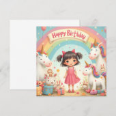 Geburtstag eines Mädchens mit Unicorns & Rainbow (Vorne/Hinten)