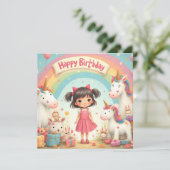 Geburtstag eines Mädchens mit Unicorns & Rainbow (Stehend Vorderseite)