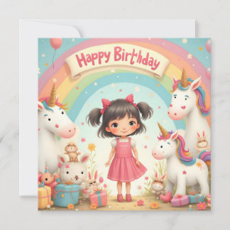 Geburtstag eines Mädchens mit Unicorns & Rainbow