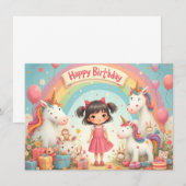 Geburtstag eines Mädchens mit Unicorns & Rainbow (Vorne/Hinten)