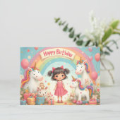 Geburtstag eines Mädchens mit Unicorns & Rainbow (Stehend Vorderseite)