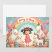 Geburtstag eines Mädchens mit Unicorns & Rainbow (Vorne/Hinten)