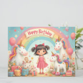 Geburtstag eines Mädchens mit Unicorns & Rainbow (Stehend Vorderseite)