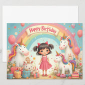 Geburtstag eines Mädchens mit Unicorns & Rainbow (Vorne/Hinten)
