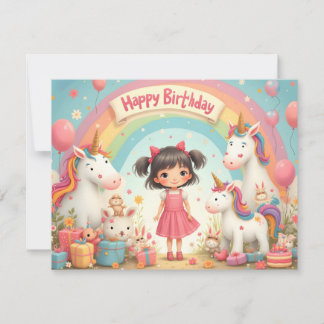 Geburtstag eines Mädchens mit Unicorns & Rainbow