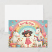 Geburtstag eines Mädchens mit Unicorns & Rainbow (Vorne/Hinten)