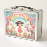 Geburtstag eines Mädchens mit Unicorns & Rainbow