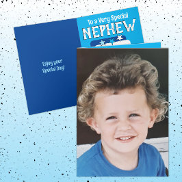 Geburtstag eines Neffen-blauen Fotos Karte
