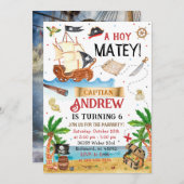 Geburtstag eines personalisierten Piraten Einladung (Vorne/Hinten)