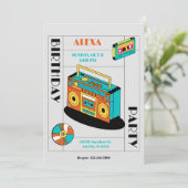 Geburtstag eines Retro-Musikspielers Einladung (Stehend Vorderseite)