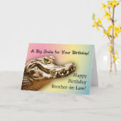 Geburtstag eines Schwiegersohn, lächelnde Alligato Karte (Gelbe Blume)