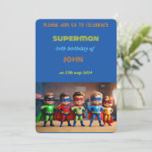 Geburtstag eines Supermanns Einladung (Stehend Vorderseite)