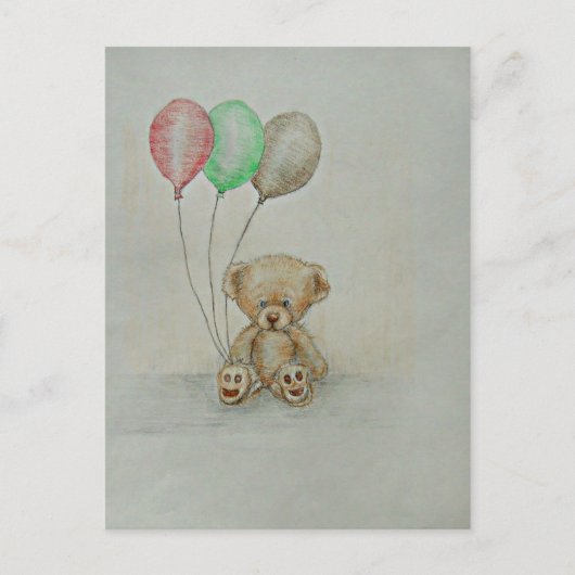 Geburtstag eines Teddybären Postkarte (Vorderseite)