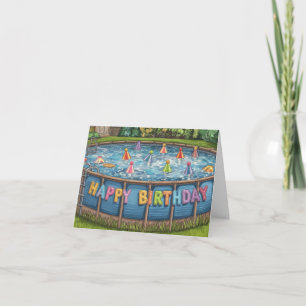 Geburtstag eines tragbaren Schwimmbeckens Karte