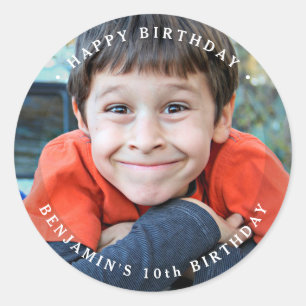 Geburtstag Einfach Süß Personalisiertes Foto Runder Aufkleber