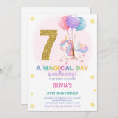 Geburtstag Einhorn Einladung zum Geburtstag (Vorne/Hinten)