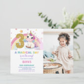 Geburtstag Einhorn Geburtstag Einladung Foto (Stehend Vorderseite)