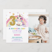 Geburtstag Einhorn Geburtstag Einladung Foto (Vorne/Hinten)