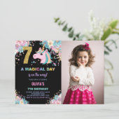 Geburtstag Einhorn Geburtstag Einladung Foto (Stehend Vorderseite)